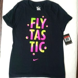 NWT Nike girls L athletic cut flytastic black tee